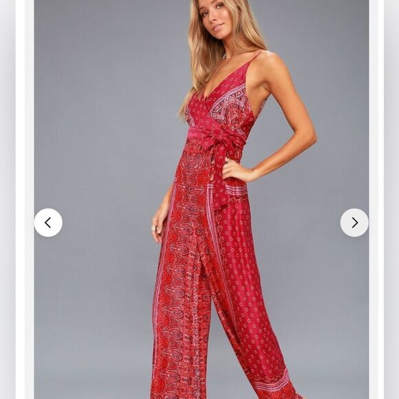 NWT Free people cabbage rose sleeveless jumpsuit Pink Combo - Picture 1 of 14